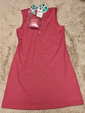 Tommy Bahama Rose Pink Sleeveless Golf Polo with Floral Collar